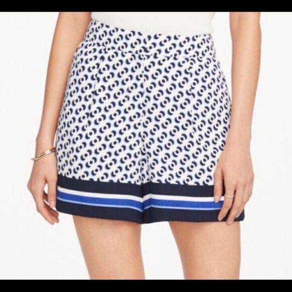 Ann Taylor Factory The Drapey Short sailor flat front printed shorts high waist - Picture 1 of 14